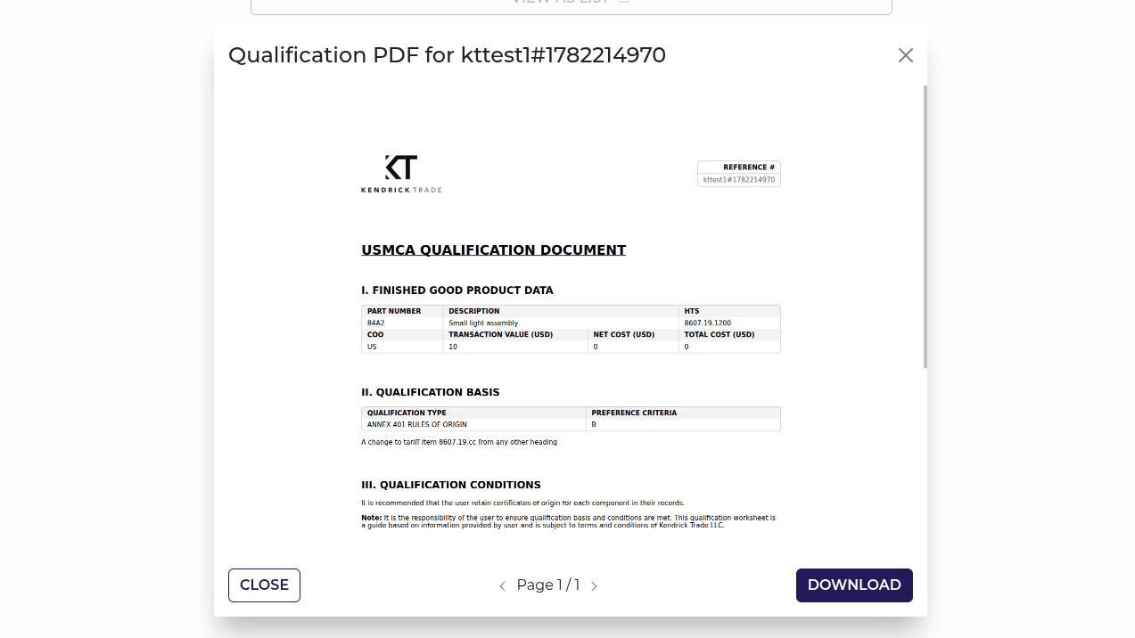 Qualification PDF export
